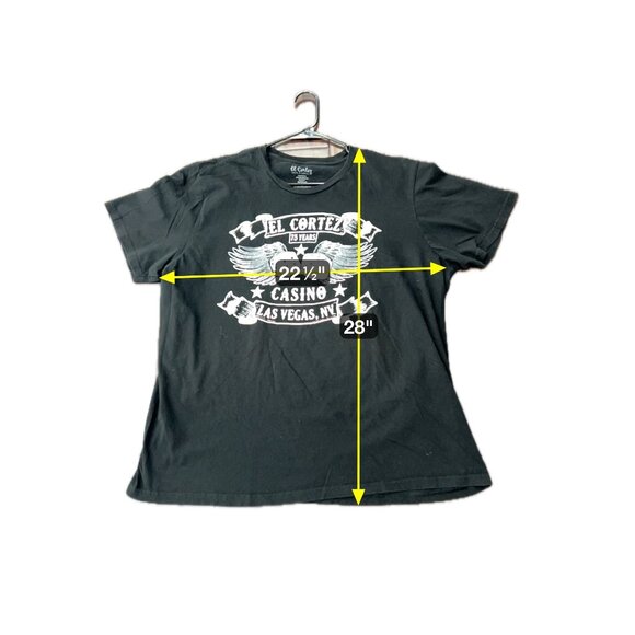 El Cortez Casino Las Vegas NV 75 Years Mens Graphic T-Shirt 2XL Black Cotton - Picture 6 of 8